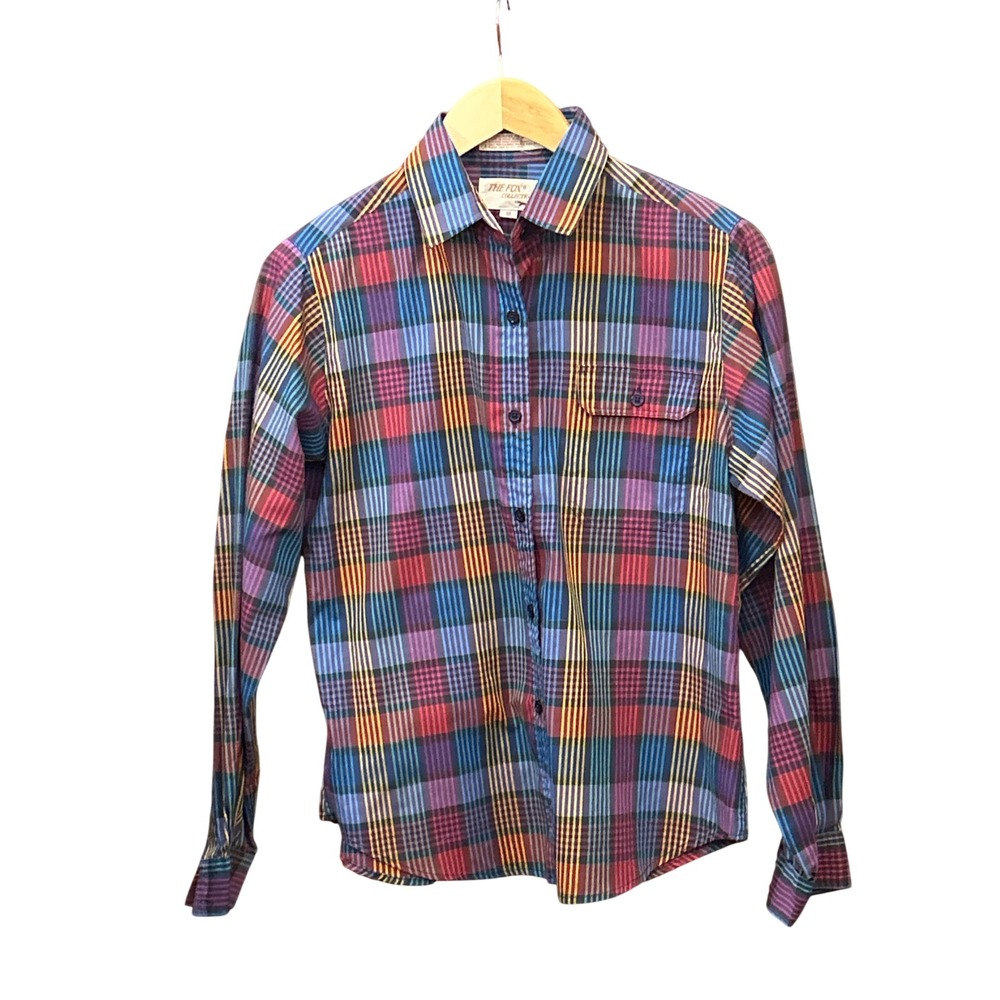 Vintage 80's JCPenney The Fox Collection Plaid Shirt Dark Academia Preppy Retro
